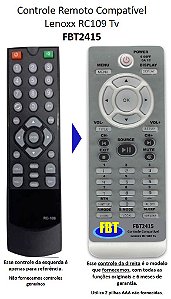 Controle Remoto Compatível Lenoxx LCD TV7114 RC109 FBT2415