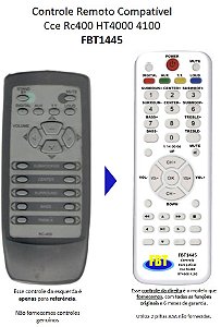 Controle Remoto Compatível CCE HARMAN HT400 RC400 401 FBT1445