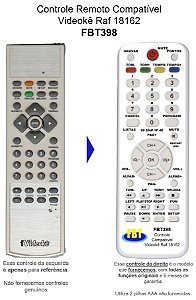 Controle Remoto Compatível RAF Videokê Vmp I-Videokê MINI 8162 I-2000 FUN  POP200 FBT398
