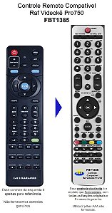 Controle Remoto Compatível RAF Videokê PRO 750 Preto FBT1385