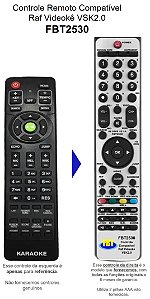 Controle Remoto Compatível RAF Videokê VSK. 2.0 FBT2530