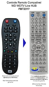 Controle Remoto Compatível Wd Western Dig HD Tv Live FBT2317