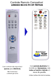 Controle Remoto Compatível Lenoxx Hometheater Rc310fv FBT526