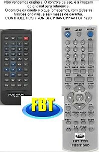 Controle Remoto Compatível DVD Positron SP6110av 6111av FBT1293