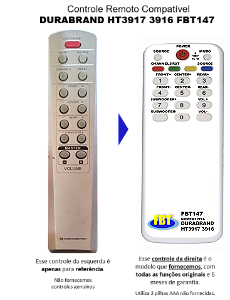 Controle Remoto Compatível Durabrand Home Theater 3917 3916 391 FBT147