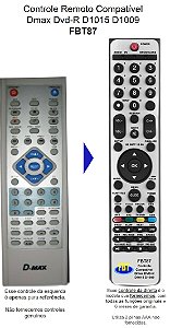 Controle Remoto Compatível - Dmax Dvdrec D1015 D1009 FBT87