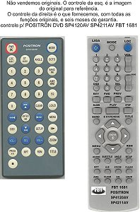 Controle Remoto Compatível - Positron DVD Sp4120AV Sp4211AV FBT1681