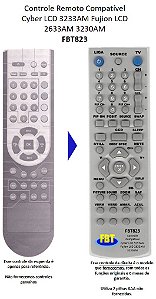 Controle Remoto Compatível - Tv Lcd Cyber Lcd2633am Lcd3233am FBT823