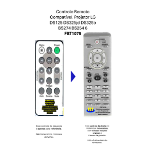 Controle Compatível Projetor LG DS125 DS325jd DS325b BS274 BS254 6 FBT1079