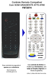 Controle Compatível para aparelho de som Gradiente AT70 AT80 FBT2074