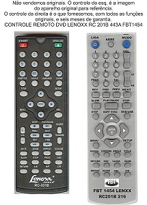 Controle Remoto Dvd Lenoxx Rc 201b 443a Fbt1454