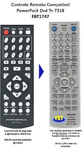 Controle Compatível para DVD TV Powerpack 7318 ISDVD1063 FBT1747