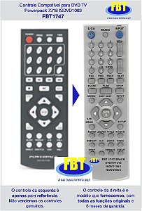 Controle Compatível para DVD TV Powerpack 7318 ISDVD1063 FBT1747