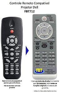 Controle Remoto Compatível - Dell Projetor DATASHOW 1610hd-1210s-3500-1510x - FBT712