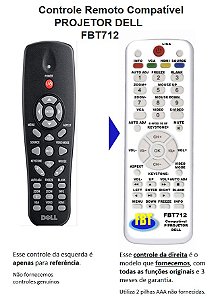 Controle Remoto Compatível - Dell Projetor DATASHOW 1610hd-1210s-3500-1510x - FBT712