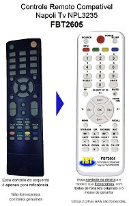 Controle Compatível Napoli LCDTV FBT2605