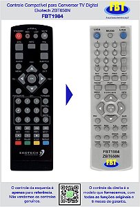 Controle Compatível para Conversor TV Digital Ekotech ZBT650N FBT1984