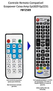 Controle Compatível para Caixa Amplificada EcoPower EP1829 FBT2589