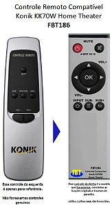 Controle Compatível p/ Konik Home Theater KK70W AV502 FBT186