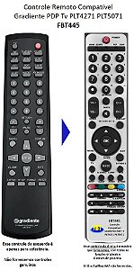 Controle Compatível para TV Plasma Gradiente PL4271 PL5071 CRL2737 FBT445