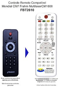 Controle Compatível Mondial CM7 FRAHM Mutil CM1800 FBT2610