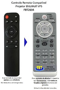 Controle Compatível para Projetor Blitzwolf VP2 VP5 FBT2634