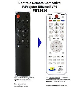 Controle Compatível para Projetor Blitzwolf VP2 VP5 FBT2634