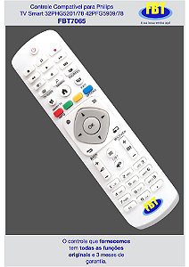 Controle Compatível para Philips TV Smart 32PHG5201/78 42PFG5909/78 55PUG6700/78 FBT7065