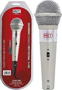 Microfone Dinâmico Profissional M-996 PRATA Cabo 3mt FBT9996