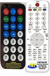Controle Compatível para Caixa de Som TRC 388 ONEAL OCM190BT OCM390BT NAPOLI RXA12590 10590 FBT2435