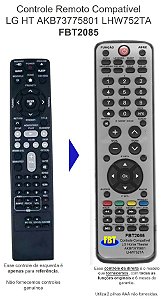 Controle Compatível LG Bluray HT HomeTheater AKB73775801 LHW752TA FBT2086