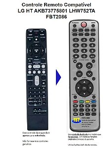 Controle Compatível LG Bluray HT HomeTheater AKB73775801 LHW752TA FBT2086