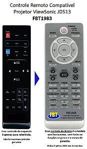 Controle Compatível para Projetor Viewsonic Pjd5132 FBT1983