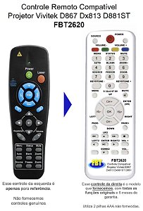 Controle Compatível para Projetor Vivitek D867 Dx813 Dx881ST D851 FBT2620