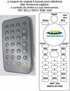 Controle P/ Wiitv Isdb-t Digital Tv Carro Zm-b1000 FBT 302