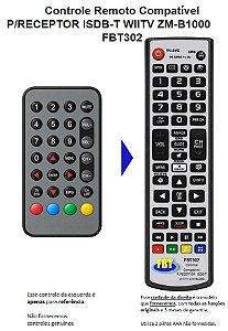 Controle Remoto Compatível WiiTv Isdb-t Digital Tv Carro Zm-b1000 FBT302