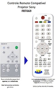 Controle Remoto Compatível - Projetor SONY FBT669