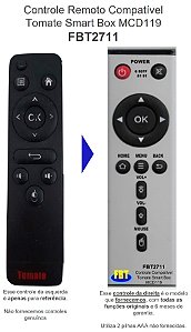 Controle compatível TOMATE smart tv box MCD119 FBT2711