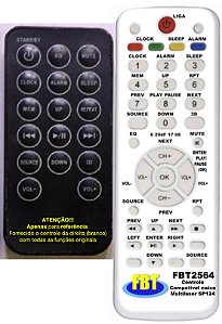 Controle Remoto Compatível com caixa amp Multilaser Sp 124 FBT2564