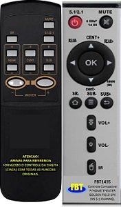 Controle Remoto Compativel P/ Golden Field SPK SYS 5.1 Cx Amp FBT1435