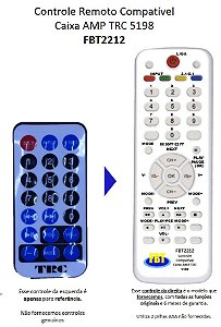 Controle Remoto Compatível Caixa Amp TRC5198 FBT2212