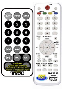 Controle Remoto Compatível Caixa Amp TRC5198 FBT2212