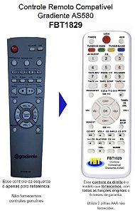 Controle Remoto Compatível Gradiente Aparelho de Som AS580 FBT1829