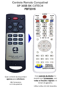 Controle Compatível Com Caixa Amp C3tech Sp 365b Bk Fbt2315