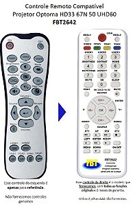 Controle Compatível Projetor Optoma HD33 67N 50 UHD60 FBT2642