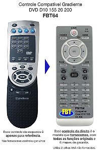 Controle Compatível Gradiente DVD D10 155 20 200 FBT64