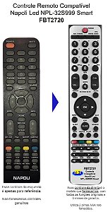 Controle Compatível TV LED Napoli NPL32S999Smart YXCY319 FBT2720