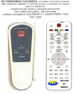 Controle compatível GOLDSHIP 1032 BRIGHT HOMETHEATER HT FBT1305