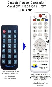 Controle Compatível ONEAL OPB 1112BT 1115BT FBT2494