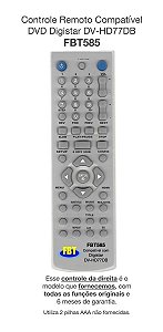 Controle Compatível DVD Digistar DV-HD77DB FBT585